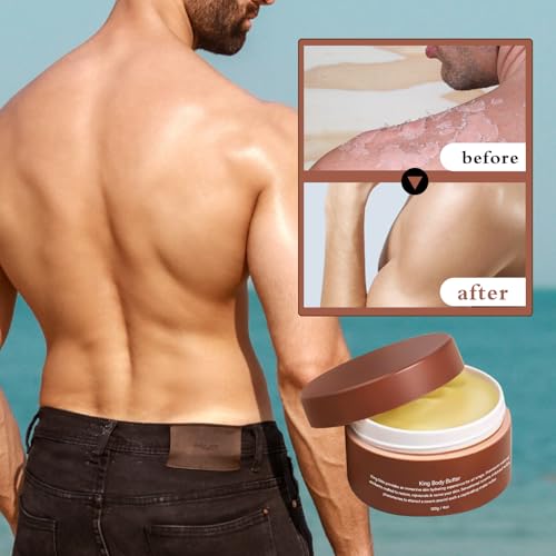 Körperpflege für Männer，Kings Skin Shea Butter Hautcreme & Körperbutter ，Feuchtigkeitscreme für Gesicht und Körper,leichter Duft，Feuchtigkeitspflege, 120 ml/4 oz