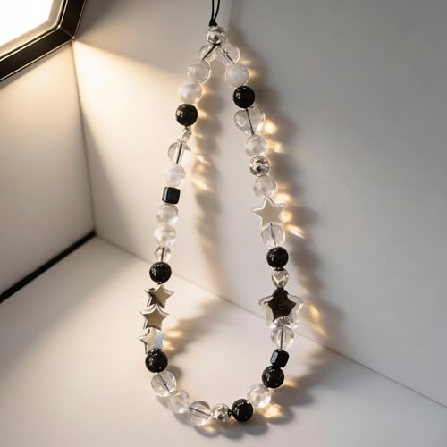 Image of Cute Beaded Camera Wrist Strap for Phone, Digital Camera Charm Lanyard, Pearl Beaded Chain for Bag Keychain Gift