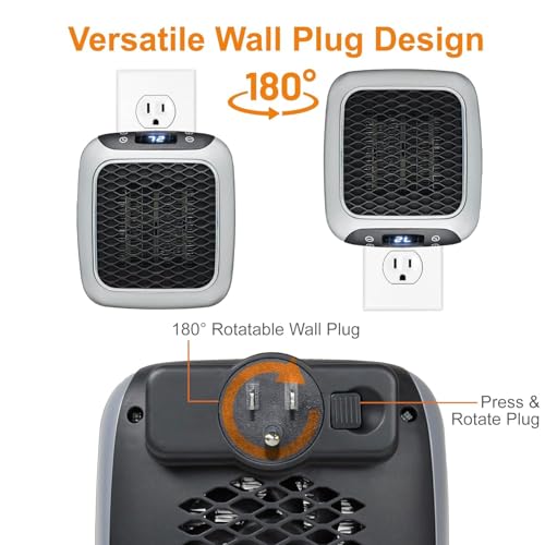 Image of KANUPRIYA 800 Convenient Wall Outlet Heater with Adjustable Thermostat Programmable 12 Hour Timer Auto Shut-Off - Mini Ceramic Heater Quiet and Space Saving