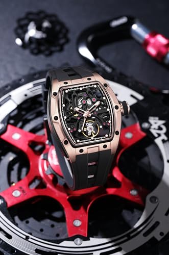 Image of ALIX AL2923 Men's Unique Design Automatic Movement Popular Style Silicone Strap Chronograph Skeleton Watch
