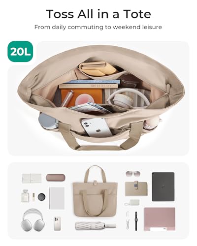 Image of BAGSMART Tote Bag for Women, Foldable Tote Bag With Zipper Travel Shoulder Bag Handbag for Work