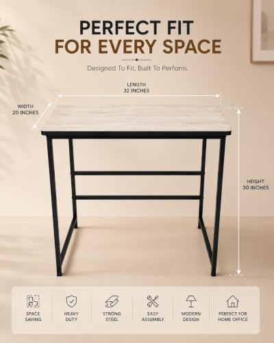 Image of Portable Wood & Metal Computer Desk | Modern Writing Table | Stylish Multipurpose Study Table Best for Home, School, Office Work & More | Ideal for Kids & Adults