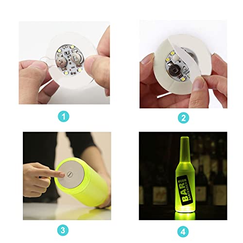 12Pcs LED Coaster, LED Sticker Lights, LED Bottle Lights Cup Holder Lights for Wine Liquor Bottle, Bottle Sparklers for Champagne, Party, Bar, Cold White