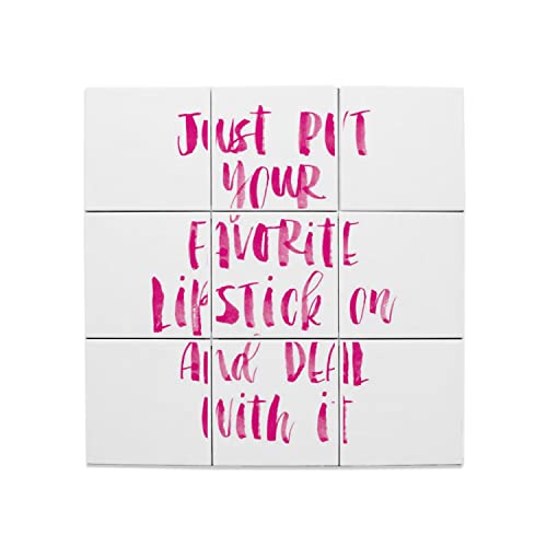 Carreaux céramique décoratif 45,6x45,6 cm avec citation lipstick moderne