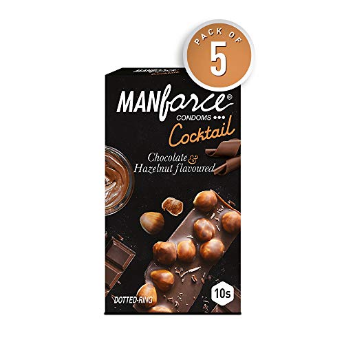 Image of Manforce Cocktail Condoms (Dotted-Rings), Hazelnut & Chocolate Flavoured- 10 Pieces (Pack of 5)