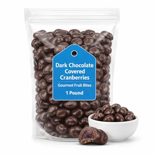 Dark Chocolate Covered Cranberries, Gourmet Fruit Bites, 1 Pound image 2