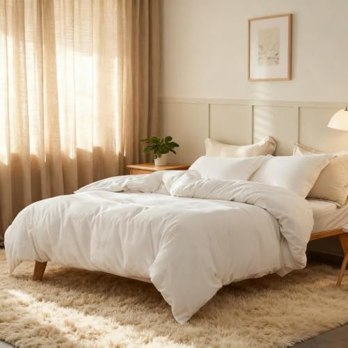 Housse de couette coton et lin Simple & Opulence 3 pièces finitions luxe