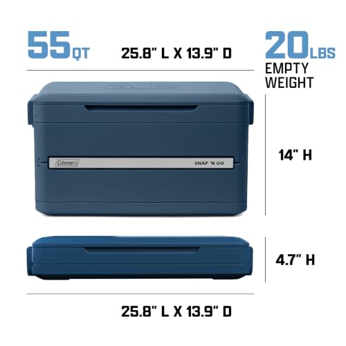 Coleman Snap 'N Go Collapsible Hard Cooler, Sapphire Blue, 55-Quart - image 9