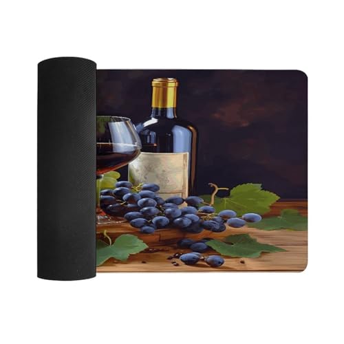 Art Red Wine Galsses & Grapes1 Pad para Mouse grande de goma miniatura 3