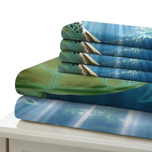 Sets de housses de couettes 3 pièces tortue imprimé 3D microfibre super douce 140x200