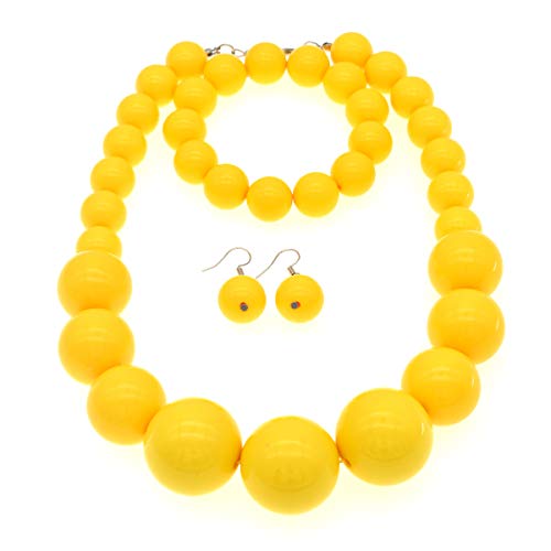 Chunky Pearl Choker Necklace, Large Pearl Statement Necklace, Trending Choker Pearl Wedding Jewelry for Brides, Boho Pearl Jewelry Set (Yellow)