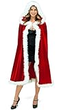 Warmoor Adult Children Christmas Santa Claus Robe, Velvet Red Hooded Cloak, Xmas Party Costume Masquerade Cape (Adult)