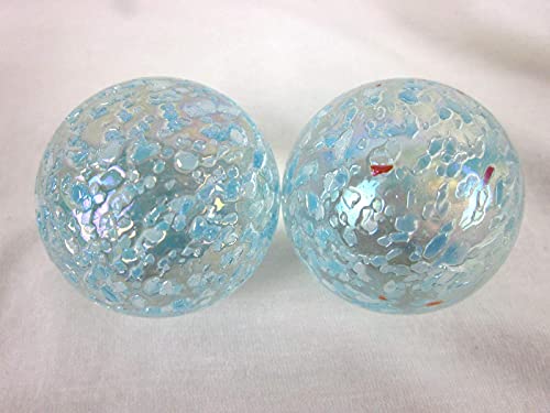 Big Game Toys Set of 2 Snowflake 35mm Boulder Translucent Iridescent Sparkle Speckle Glitter Large Shooter Solid Glass Marbles Home Decor/Vase Filler/Aquarium