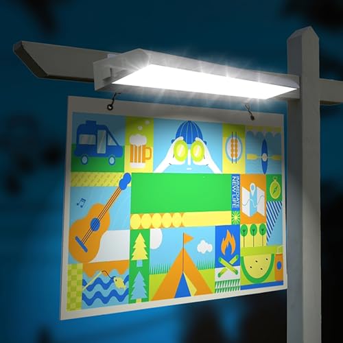Image of Solar Sign Light, Solar Sign Lights Outdoor for Business Advertising, 232 LEDs Super Bright Waterproof Billboard Light with 8000mAh Battery, Wall Mounting Bracket for Real Estate Yard Sign Lighting (White)