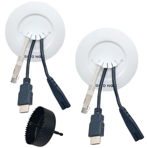 Cache-câble TV Mural Rond pour Cacher Les Cables, Kit Cable Management TV avec Scie-Cloche, Blanc Good Nook