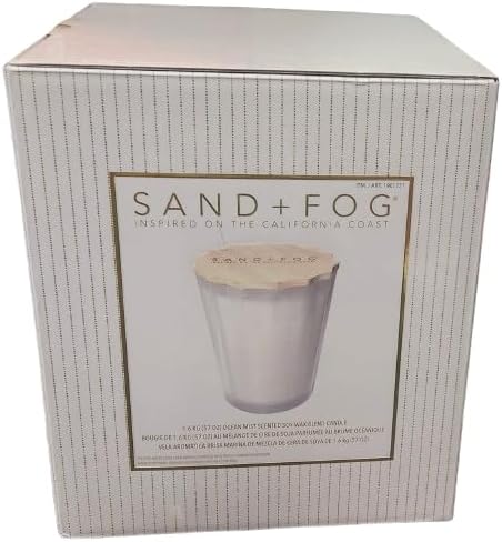 Sand & Fog 57oz Scented Soy Wax Blend Glass Scalloped Candle with Rubber Wood Lid Made with Essential Oils (Ocean Mist)