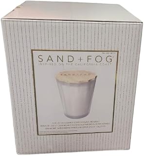 Sand & Fog 57oz Scented Soy Wax Blend Glass Scalloped Candle with Rubber Wood Lid Made with Essential Oils (Ocean Mist)