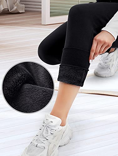 Ewedoos Fleece Lined Pants Women - Fleece Lined Sweatpants Women With Pockets High Waisted Thermal Joggers Winter Pants Black #TOP2