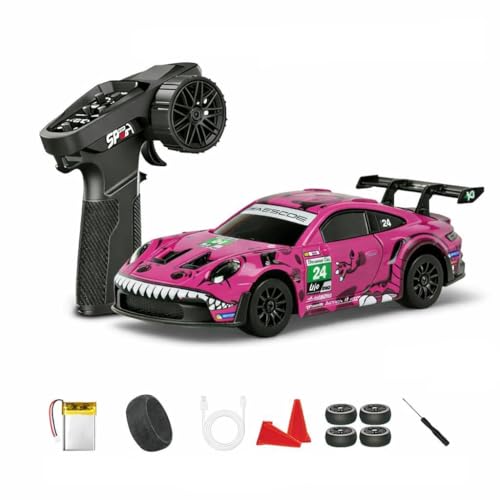 Image of FEXXA 1:43 RC Drift Car - 2.4G Full Proportional 4WD Alloy 20KM /H High Speed RC Racing Car with Gyro, Silent Bearings, Adjustable Speed & Lighting [Roxy-Pink]