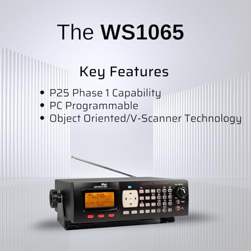 Image of Whistler WS1065 Digital Trunking Desktop Scanner - Programmable Police /Fire Radio with Backlit Display, 1800 Memory Channels, and V-Scanner Technology - Black