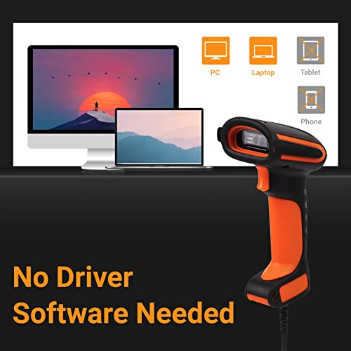 Image of Tera Pro Extreme Performance Industrial Grade 1D 2D QR Barcode Scanner Wired with Stand Heavy Duty Drop Resistant Dustproof Hands Free Plug and Play for Warehouse Home Library Windows Mac 8100Y Coral