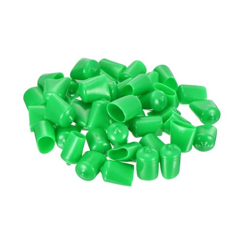 uxcell 50pcs Rubber End Caps 16mm(5/8 inch) ID Vinyl Cap Cover Screw Protectors Green