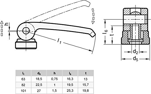 Image of Ganter Standard Elements - Eccentric Clamps with Female Thread - 1 x Black, GN 927, 63, M5, Width B