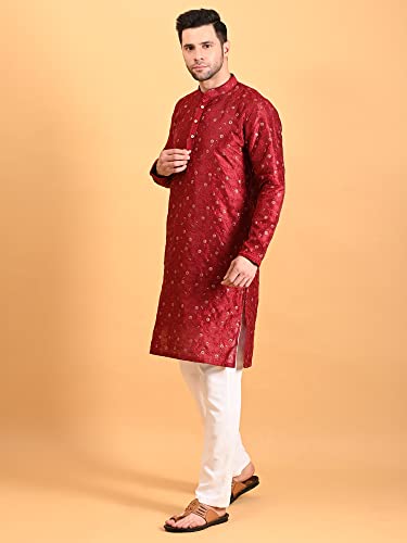 Image of Uri and MacKenzie Embroidery Silk Men's Kurta Pyjama Set