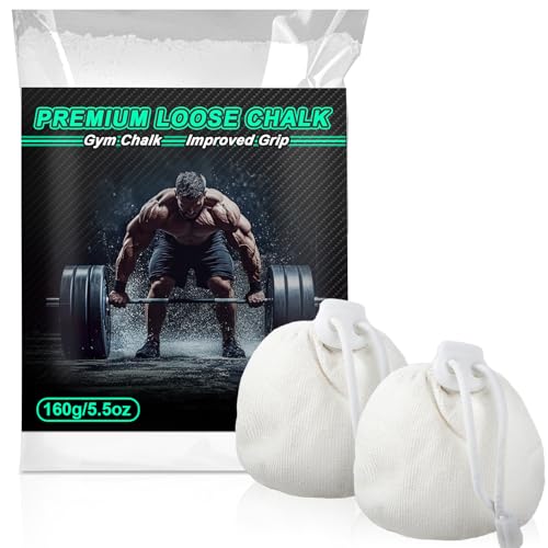 RAINFLOW 2PCS Chalk Ball - Climbing Chalk Gymnastics Magnesium Lifting for Gym Gymnastics Grip Climbing Weightlifting (5.5oz Chalk Powder)
