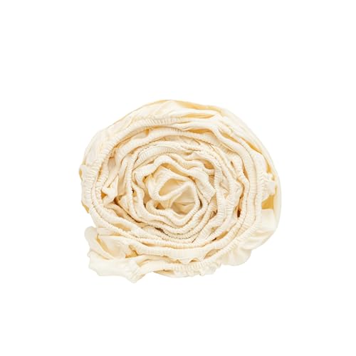 Image of Organic Cotton Twin Fitted Sheet - 100% GOTS Certified Organic Cotton, Off-White, Breathable, Unbleached, Undyed, All-Natural, Soft, Cooling Fitted Sheets with Elastic - Sateen Fitted Sheets (Twin)