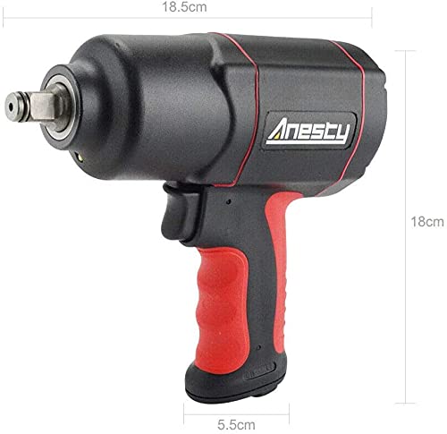 Air Impact Wrench 1/2" , 1700Nm Heavy Duty Air Impact Gun Tool Twin Hammer 1/2 Inch Square Drive 1250 Ft-Lbs Loosening Torque , Composite Body With Soft Grip For Comfort Of Work #TOP1