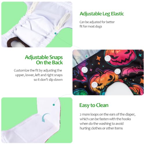 Image of CuteBone Female Dog Diapers Halloween with Skirts 3 Pack Reusable Puppy Dresses Pants for Heat Cycle Period