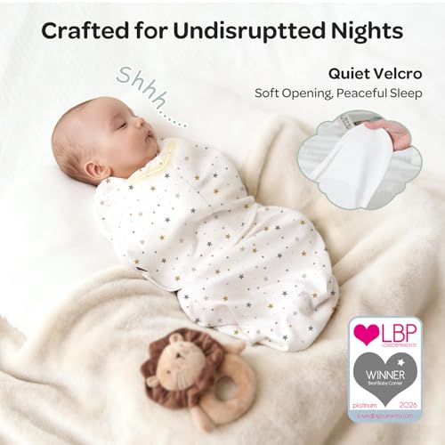 Image of Momcozy Swaddles for Newborns, Quiet Fastener Swaddle Suitable for Infant 0-3 Months, New-Parent-Friendly Sleep Sack, Reduce Startle Reflex, Newborn Boys Girls Registry Essentials, 2-Pack, Wonder