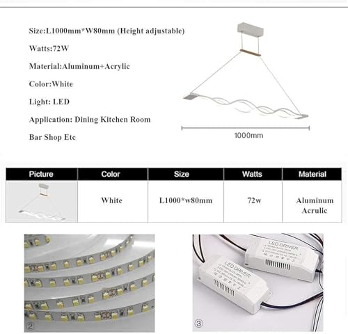 Lampe suspendue LED ondulée pour dîner chaleureux - Lustre de table à manger modulable - 5
