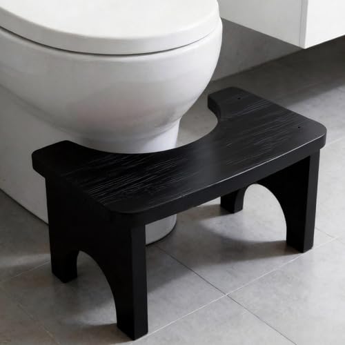 GOEDCH Ergonomischer WC-Hocker mit Natürlichem Design: 37 x 20 x 17 cm Stabiler Bambus Toilettenhocker für Erwachsene, Gesunder und Tragbarer Klohocker, rutschfeste Sitzhaltungshilfe bei Verstopfung