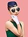 Bencailor 7 Pcs Women Flight Attendant Costume Accessories Stewardess Outfits Bellhop Hat Scarf Sunglasses Gloves(Dark Blue)