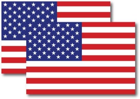 Magnet Me Up American Flag Automotive Magnet Decal, 4x6 inches, 2 Pack, Red White and Blue, Heavy Duty Magnetic Vinyl for Car Truck SUV