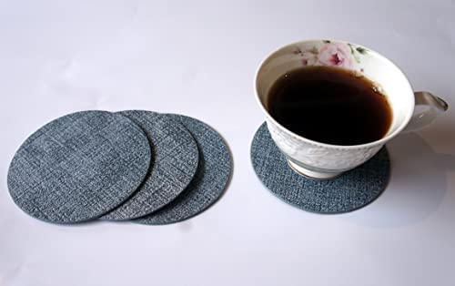 Beitpone Faux Leather Placemats Set Of 4, Placemat With Coasters. Easy To Clean。Waterproof Wipeable Dining Outdoor Indoor For Dining Patio Table Kitchen Decor (Grey 4) #TOP6