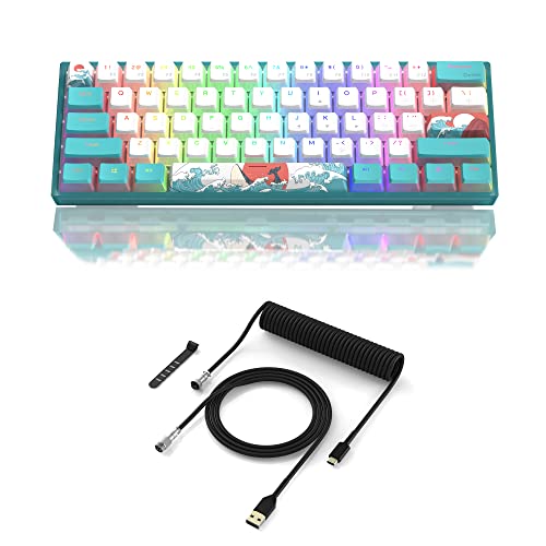 Teclado Mecánico WK61 Azul con Cable USB-C USB