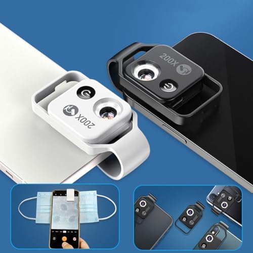 200 x Handy-Mikroskop-Objektiv mit LED-Licht, tragbares digitales Mikroskop für Kinder, Handmikroskop, Dermatoskop, Hautdiagnose, Haaranalysator
