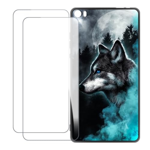 UOGNADGD Compatible with Huawei P8 Max Case Colorful Custom Cover with 2 Pack Tempered Glass Screen Protectors - Shockproof Scratch-Resistant (Wolf 1)