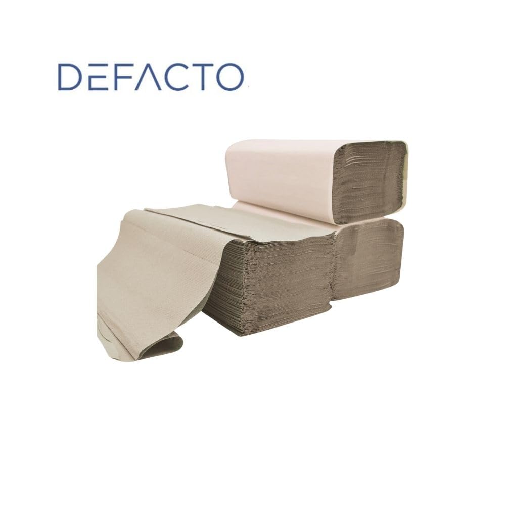 Defacto Papierhandtücher Handtuchpapier, 5000 Stück Zick-Zack 25x23 cm Falthandtücher, Handtücher für Spender 1-Lagig, GRAU