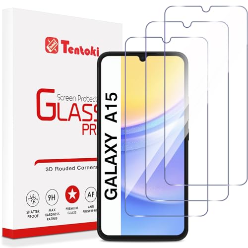 Tentoki 3 Stück für Panzerglas Samsung Galaxy A15 5G/4G 6 5 Zoll Schutzfolie [kratzfest 9H Härte] Ultra Transparent Displayschutz