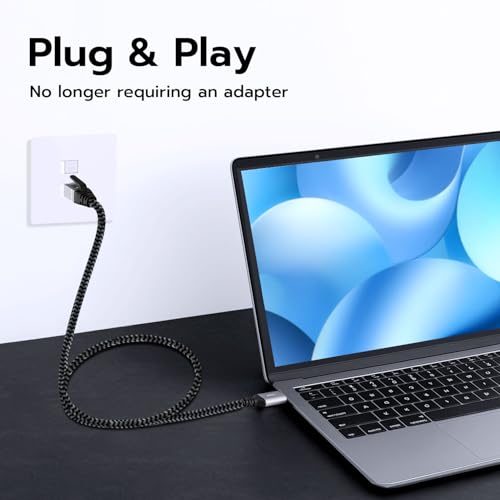 Wigearss USB C 3.1 auf Ethernet Kabel, LAN auf USB Kabel, Typ C auf RJ45 Gigabit Ethernet CAT 6 Kabel Kompatibel mit Thunderbolt 3/4/5, für Laptop und Macbook, 2M