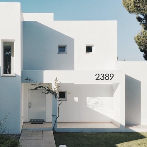 20cm große Hausnummer Schwarz für draußen, Metall Hausnummern schwimmend groß moderne Hausnummern für draußen, Zahlen für Hausadresse schwarze schwebende Halterung bündige Montage Hausnummern 5