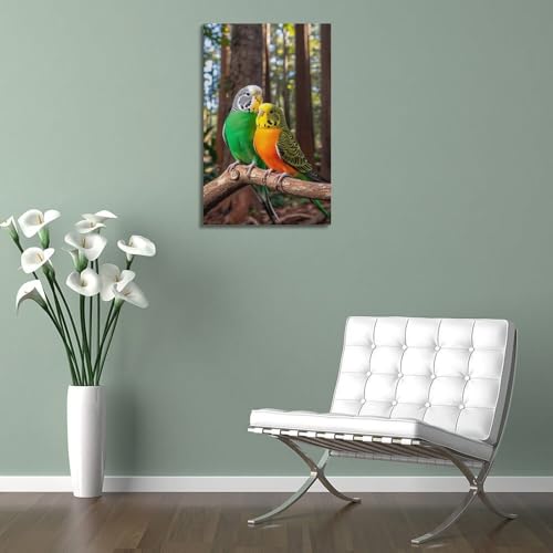 Perruches décoration murale 40x60 art oiseau exotique - 5