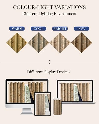 Image of Cloth Fusion Printed 100% Blackout Window Curtains 5 Feet Long Set of 2
