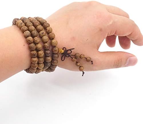 Thajaling 108 Prayer Beads Mala Bracelet, Natural Wood Tibetan Buddhist Buddha Meditation Necklace mala Bracelet