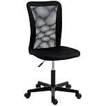 Vinsetto Office Chair, Armless Desk Chair, Adjustable Computer Swivel Chair with Rolling Wheels and Mesh Back for Home Work Study, Black