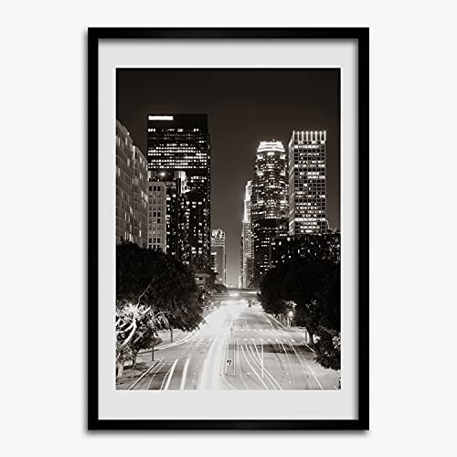 Tableau moderne 50x70 cm de Los Angeles avec cadre en bois mat